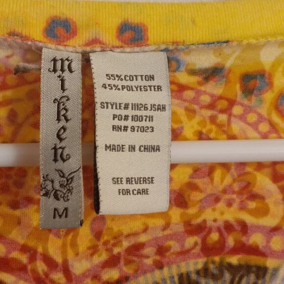 Miken Yellow Hippie Heart Longline Tee V Neck Dopamine Boho Festival Medium - Picture 6 of 10